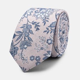 Mens Dusty Pink Floral Silk Tie